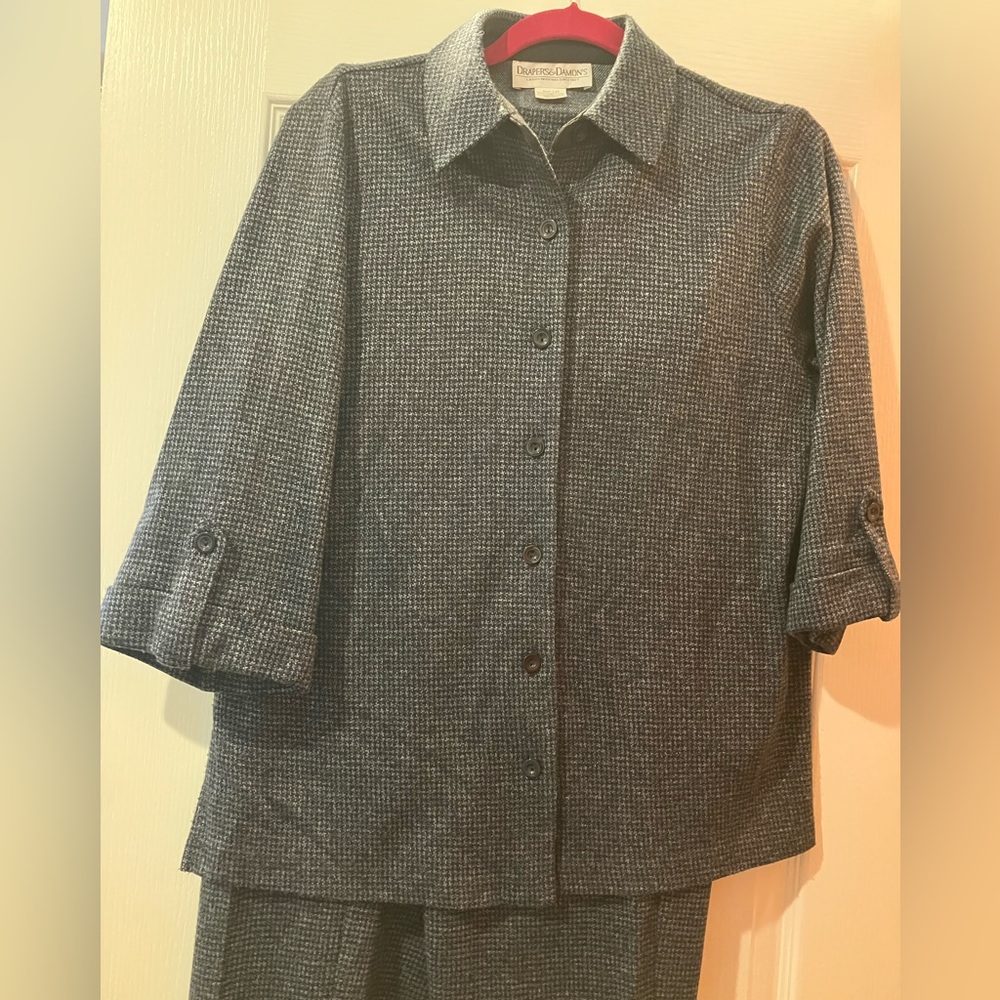 Dark Gray Button-Up pants suit